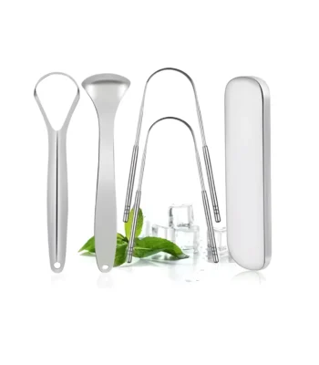 4 Pieces Stainless Steel Tongue Scraper Set