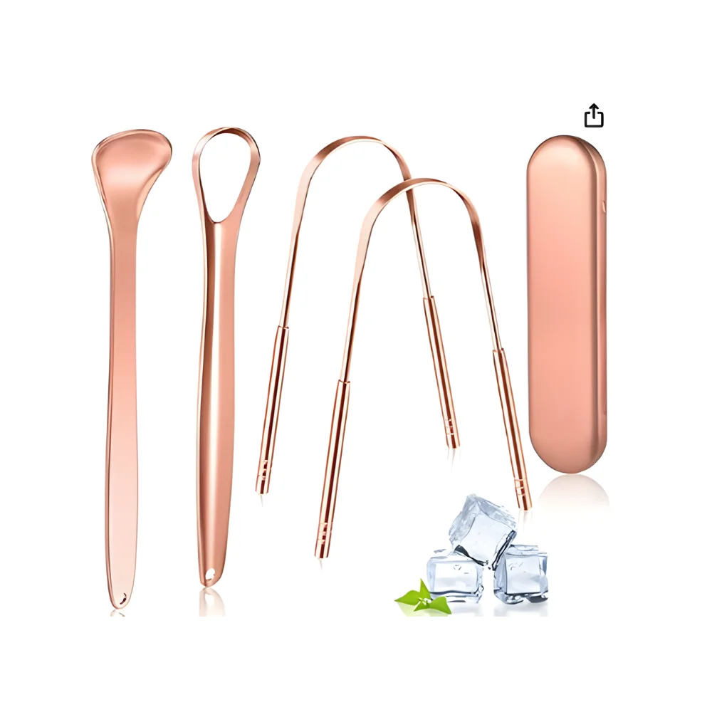 Rose Gold 4 Pcs Tongue Scraper Set