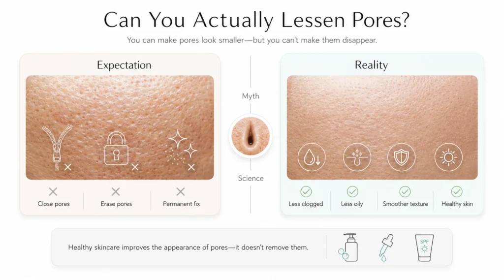 Can you actually lessen pores, or only make them look smaller?