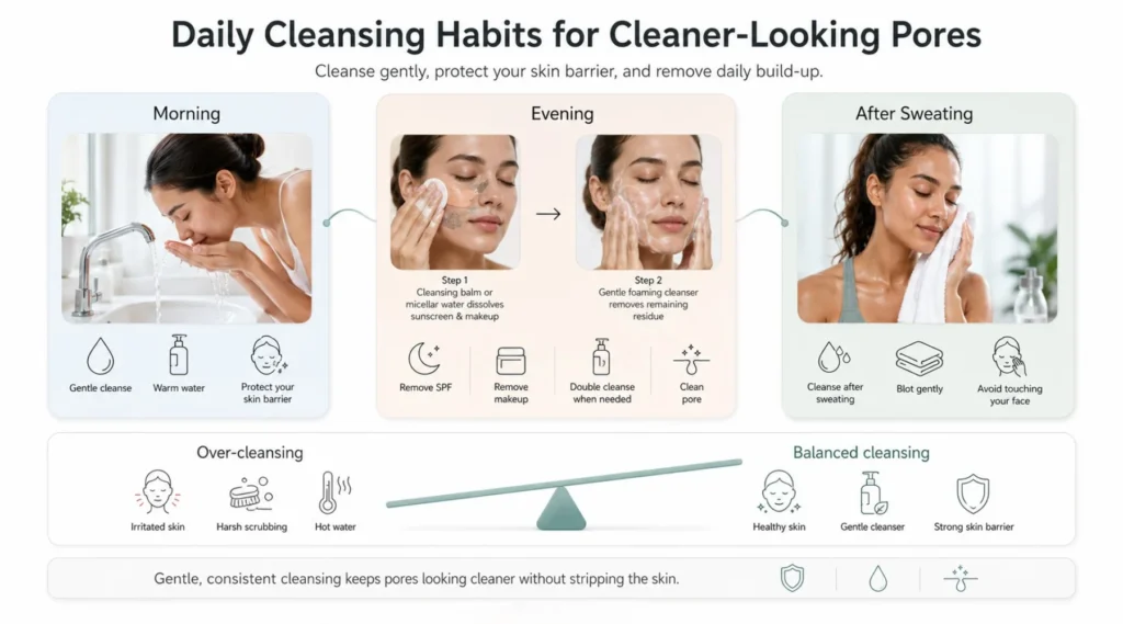 Daily cleansing habits that make pores look cleaner