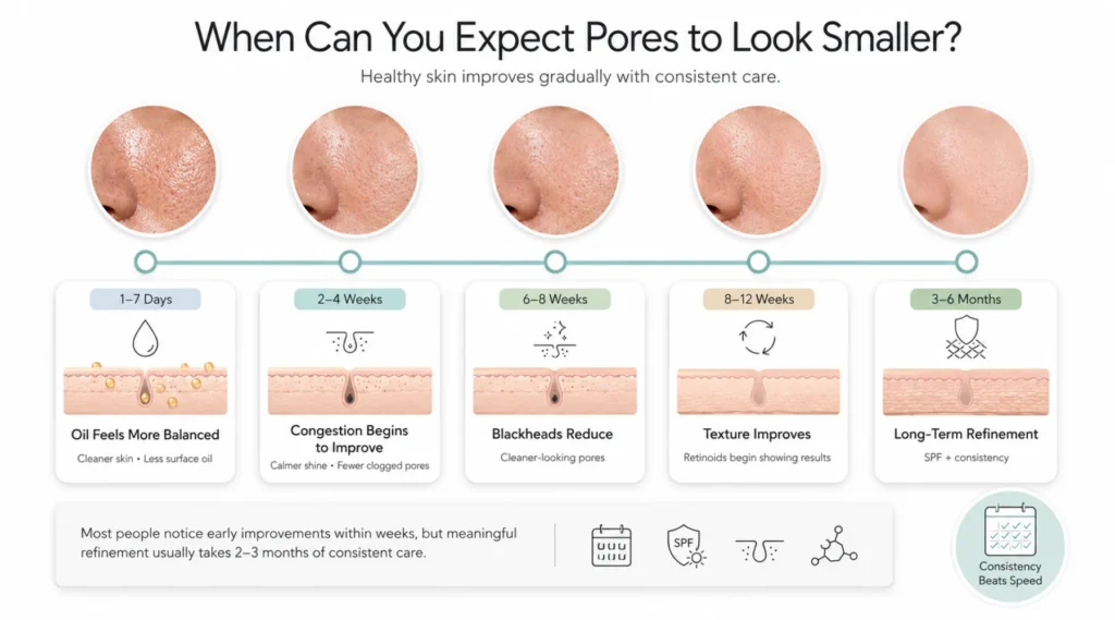 How long does it take to lessen pores?