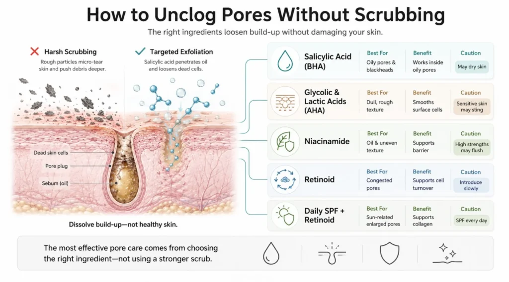 How to unclog pores without scrubbing your skin raw