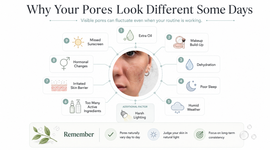 Why Pores Look Worse Some Days