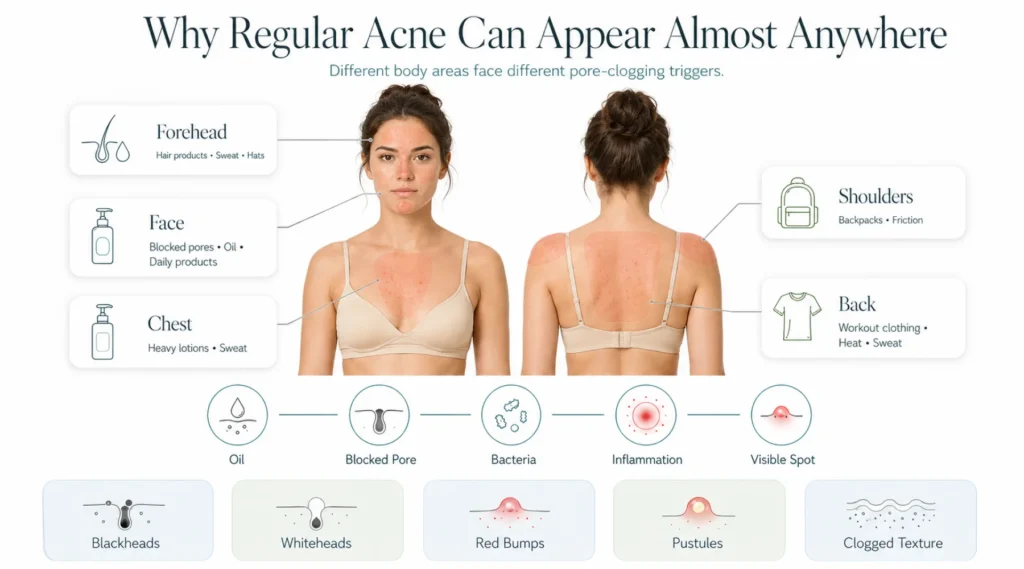 Why Regular Acne Can Appear Almost Anywhere