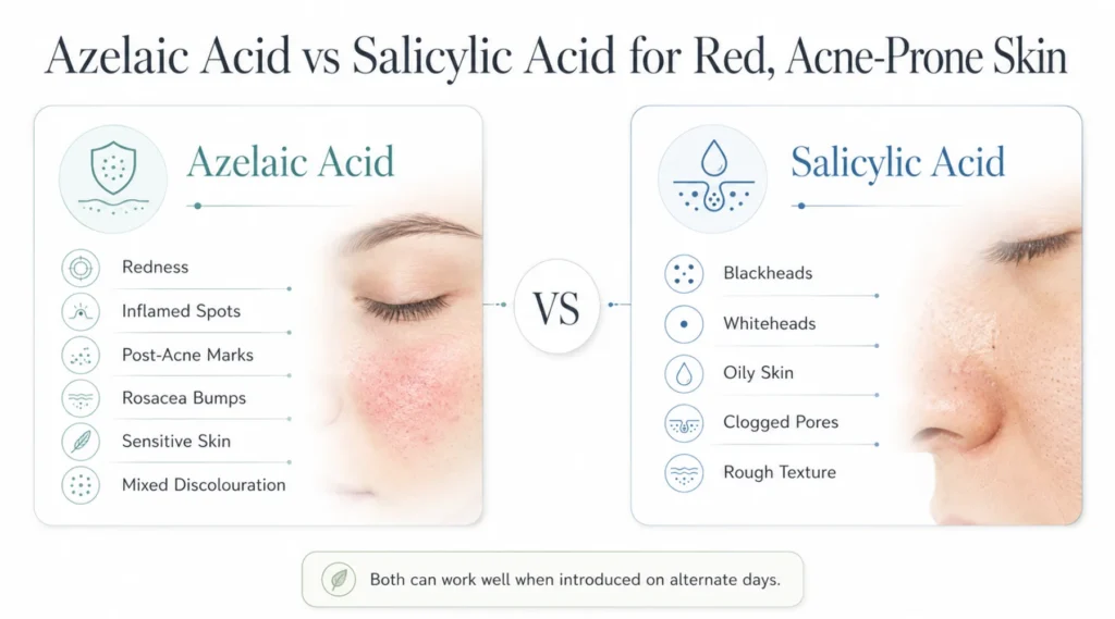 Azelaic Acid vs Salicylic Acid for Red, Acne-Prone Skin