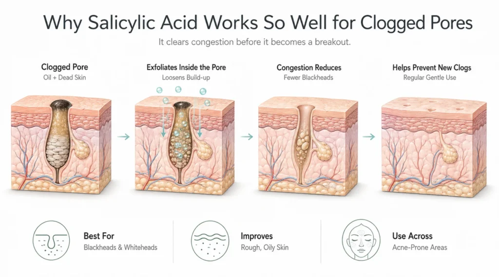 Why Salicylic Acid Works Particularly Well for Clogged Pores