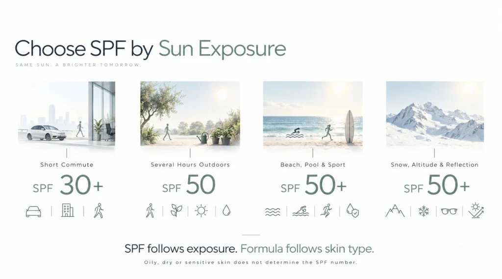 Choose Your SPF According to Exposure, Not Skin Type Alone