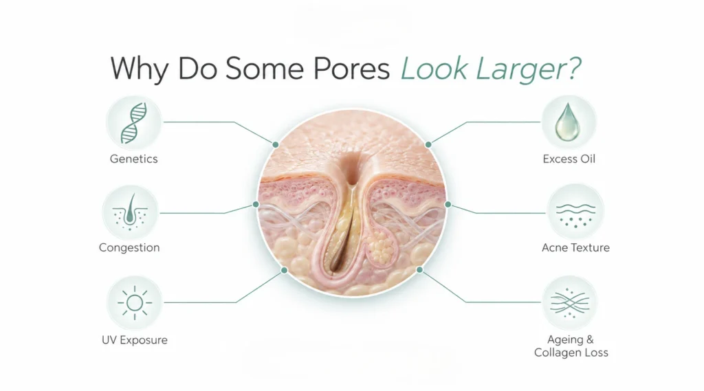 Why Some Pores Look Much Larger Than Others